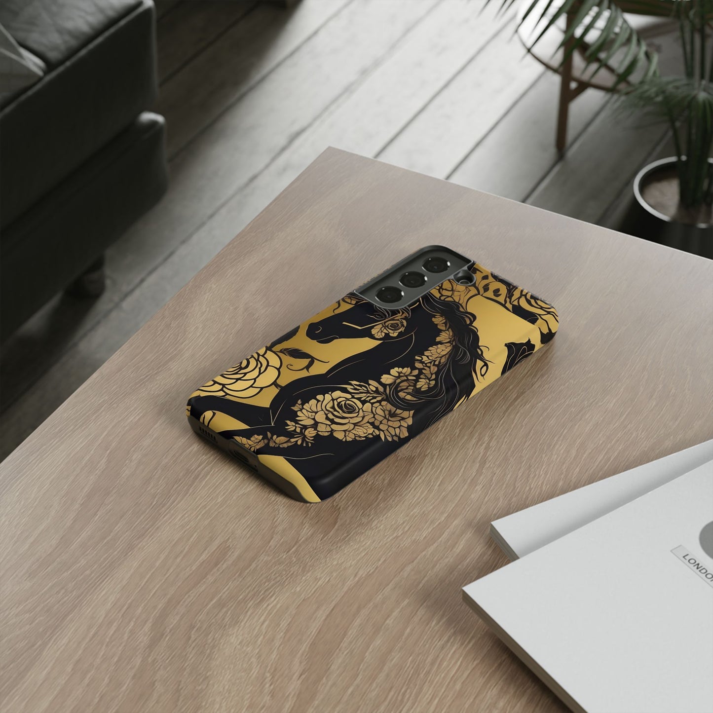 Phone Case - Elegant Horse & Roses Design
