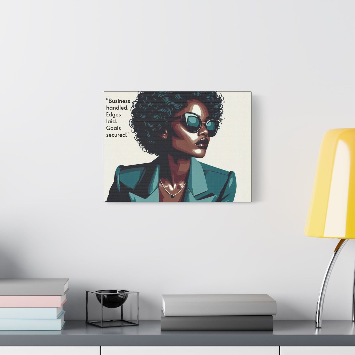 Afro Art Print Canvas, Wall Decor, Satin Stretched Canvas, African American Art, Office Decor, Home Decor - "Business handled."