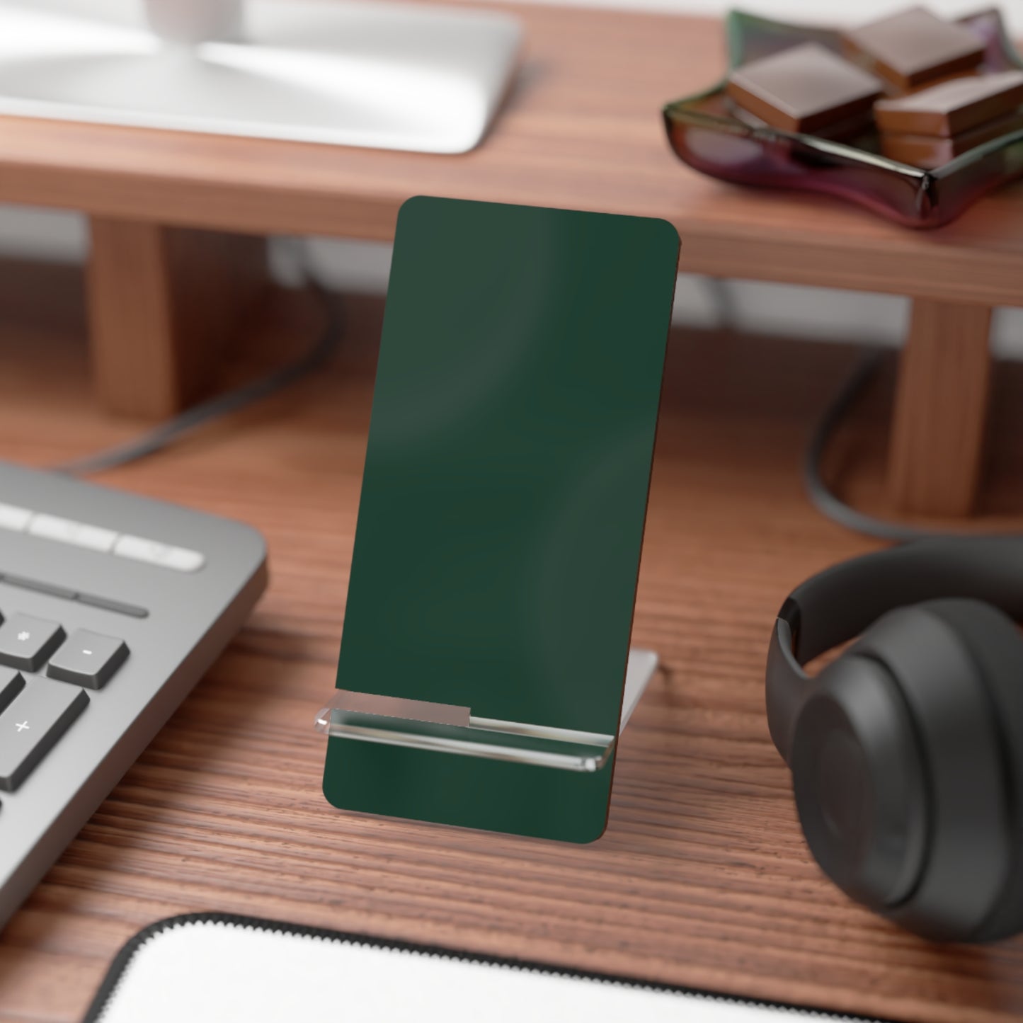 Midnight Green Sleek Smartphone Stand, Modern Mobile Holder, Desk Accessories, Minimalist Phone Display, Gift for Tech Lovers