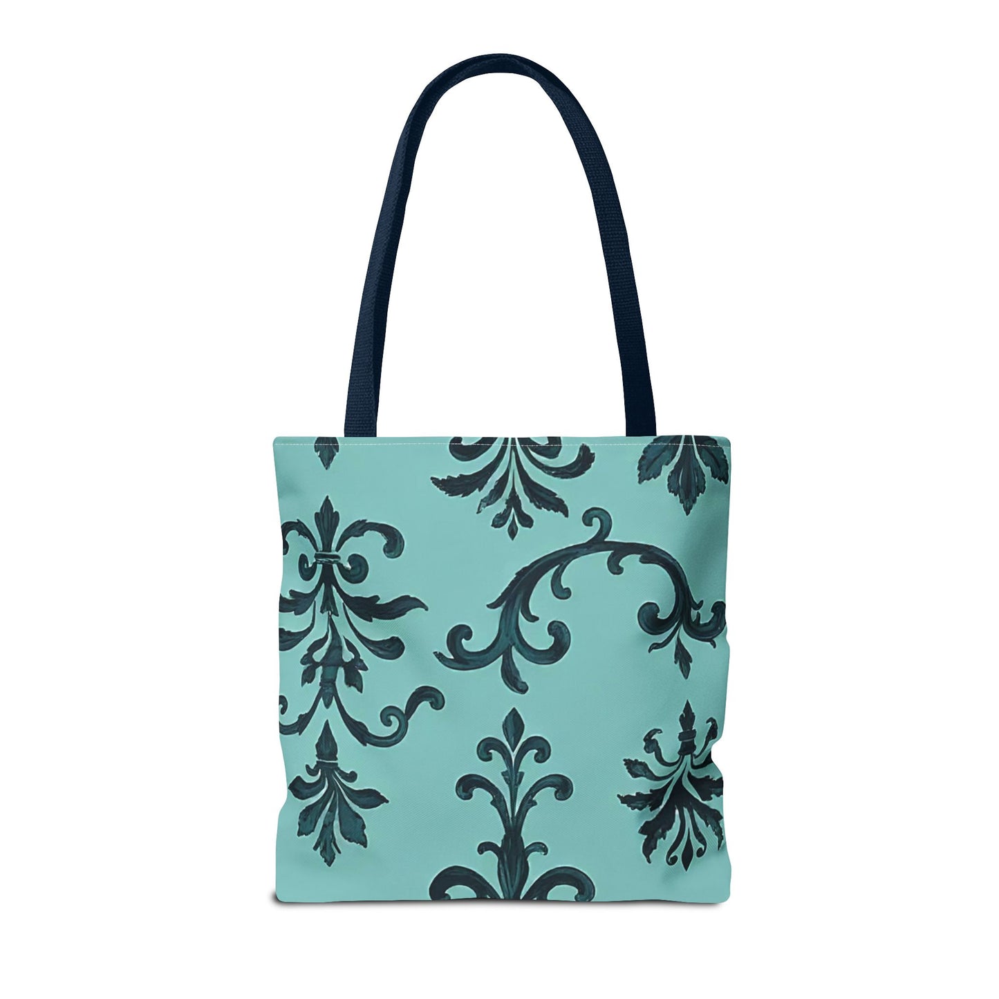 Chic Floral Tote Bag – Stylish Canvas Shopper, Gift for Her, Birthday Present, Everyday Use, Eco-Friendly, Floral Print - Teal Striped Rococo