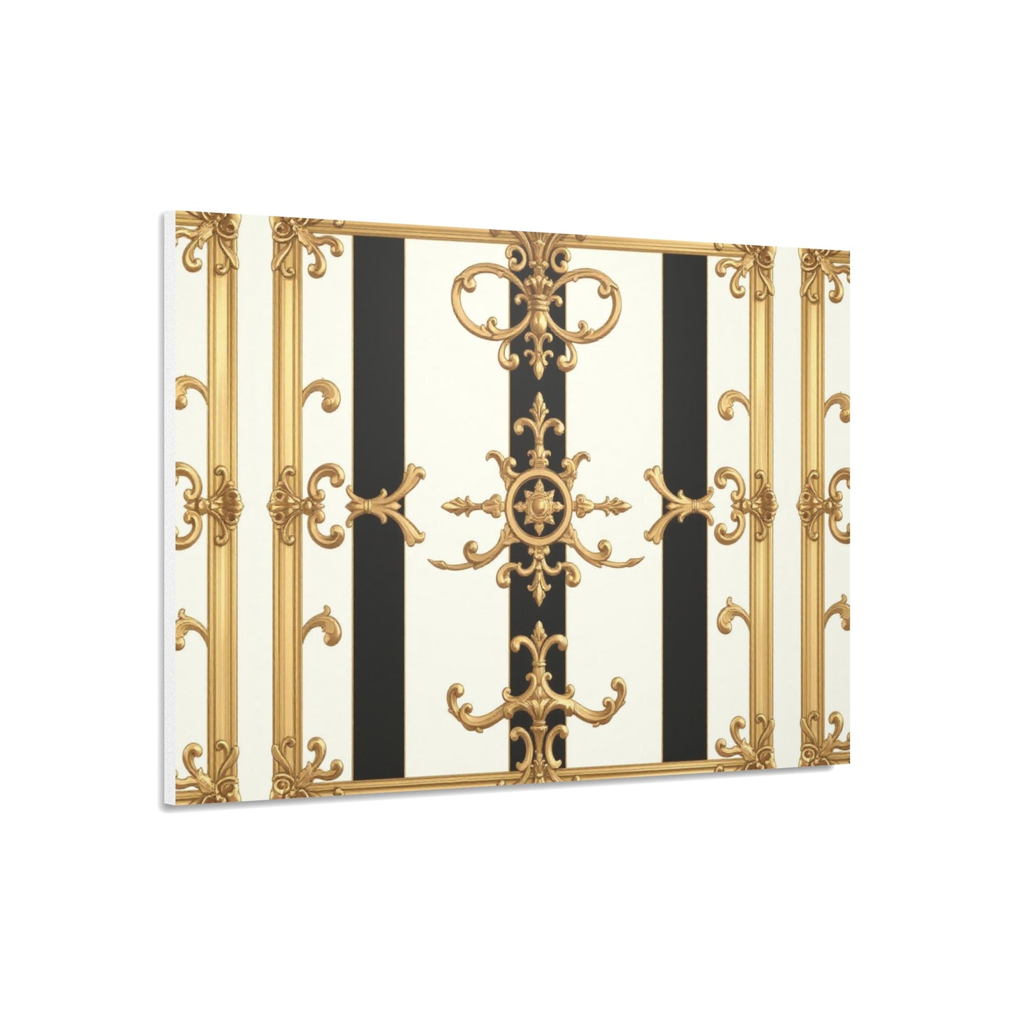 Elegant Foam Board Wall Art, Decorative Display, Home Decor, Office Decor, Visual Boards, Art Displays - Black & White Striped Gold Baroque