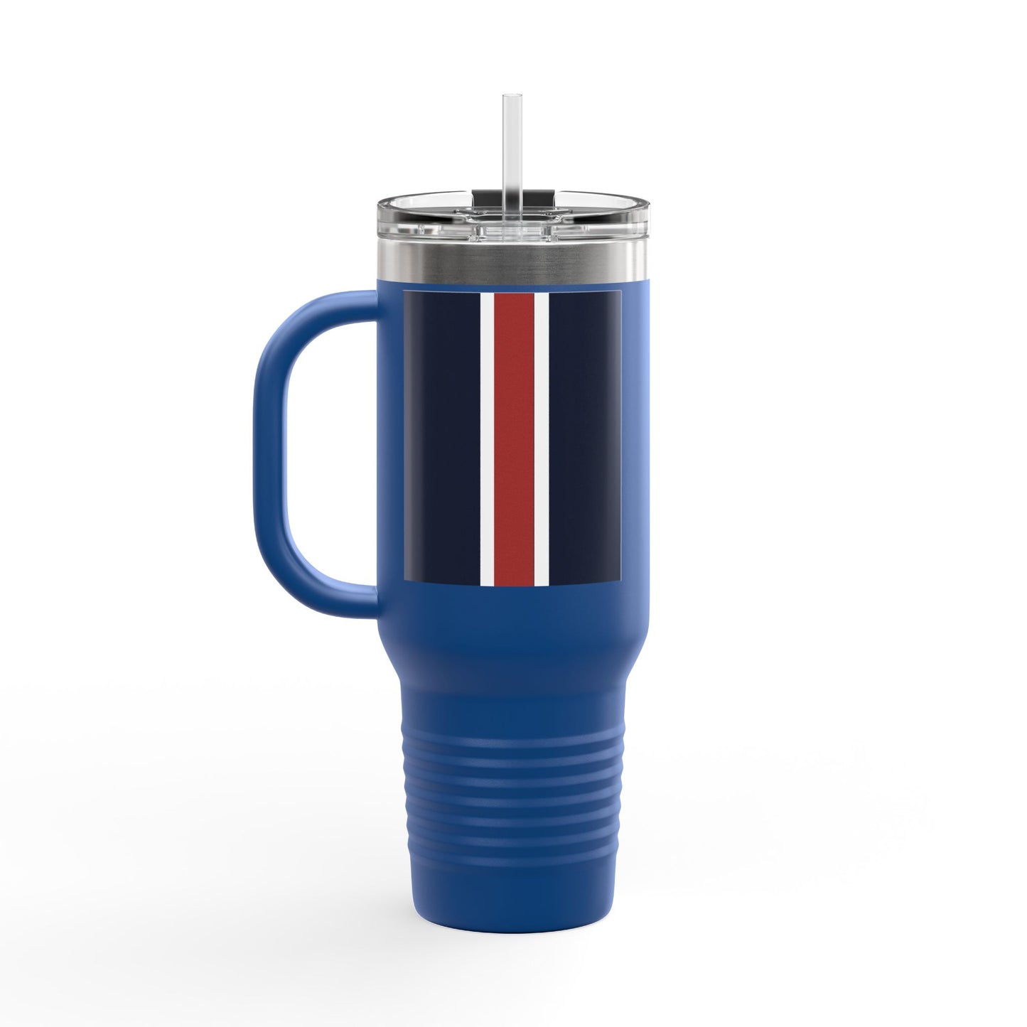 Lunar Midnight & Red-White Striped Stylish Insulated Travel Mug - Perfect for Adventure Seekers | 40oz Hot & Cold Beverage Container