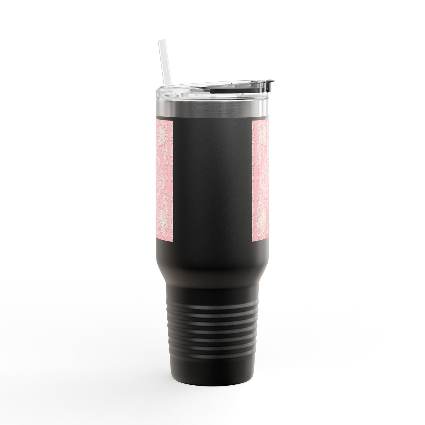 Pink Rococo 40oz Insulated Travel Mug – Pink Vintage Rococo Design
