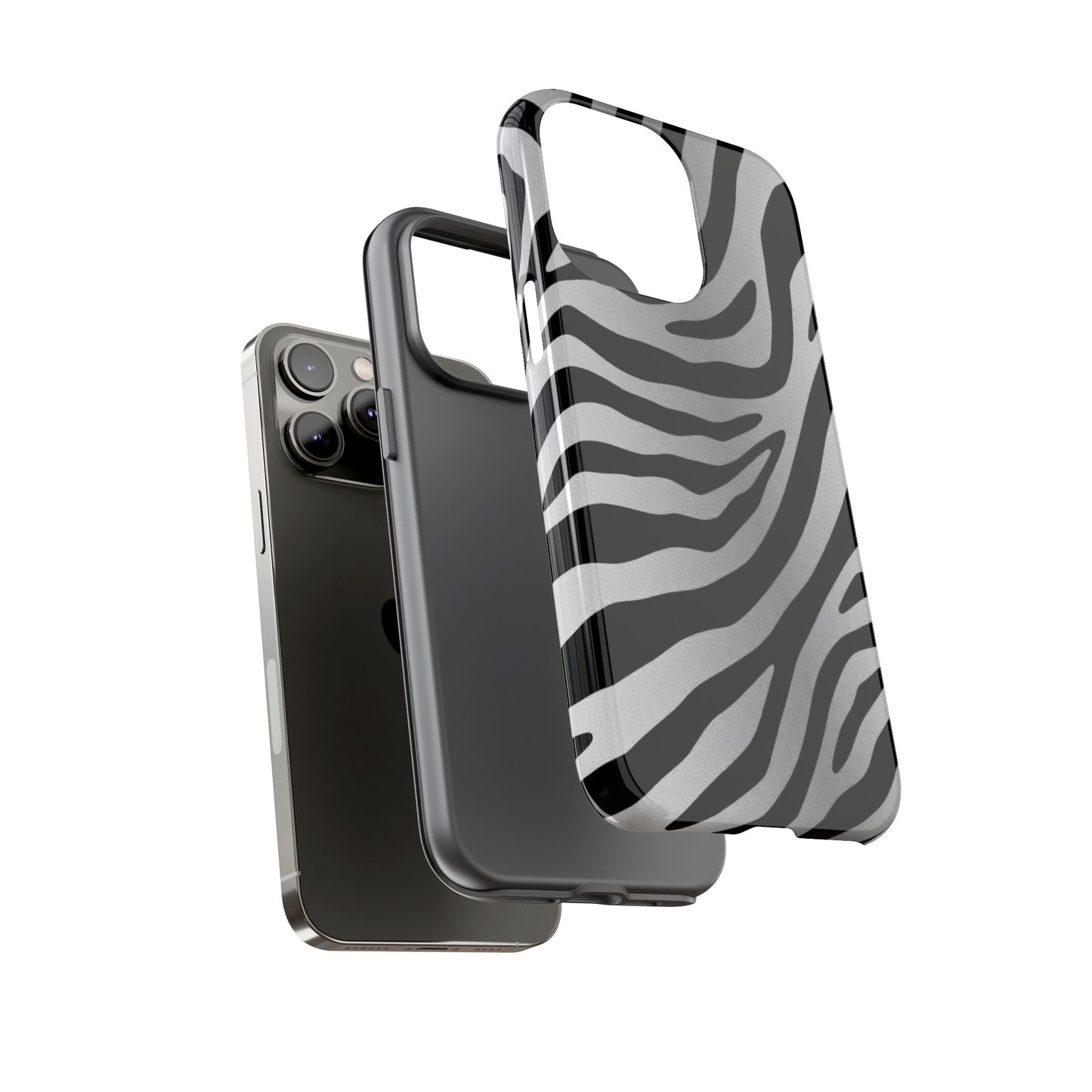 Zebra Print Tough Phone Case - Silver