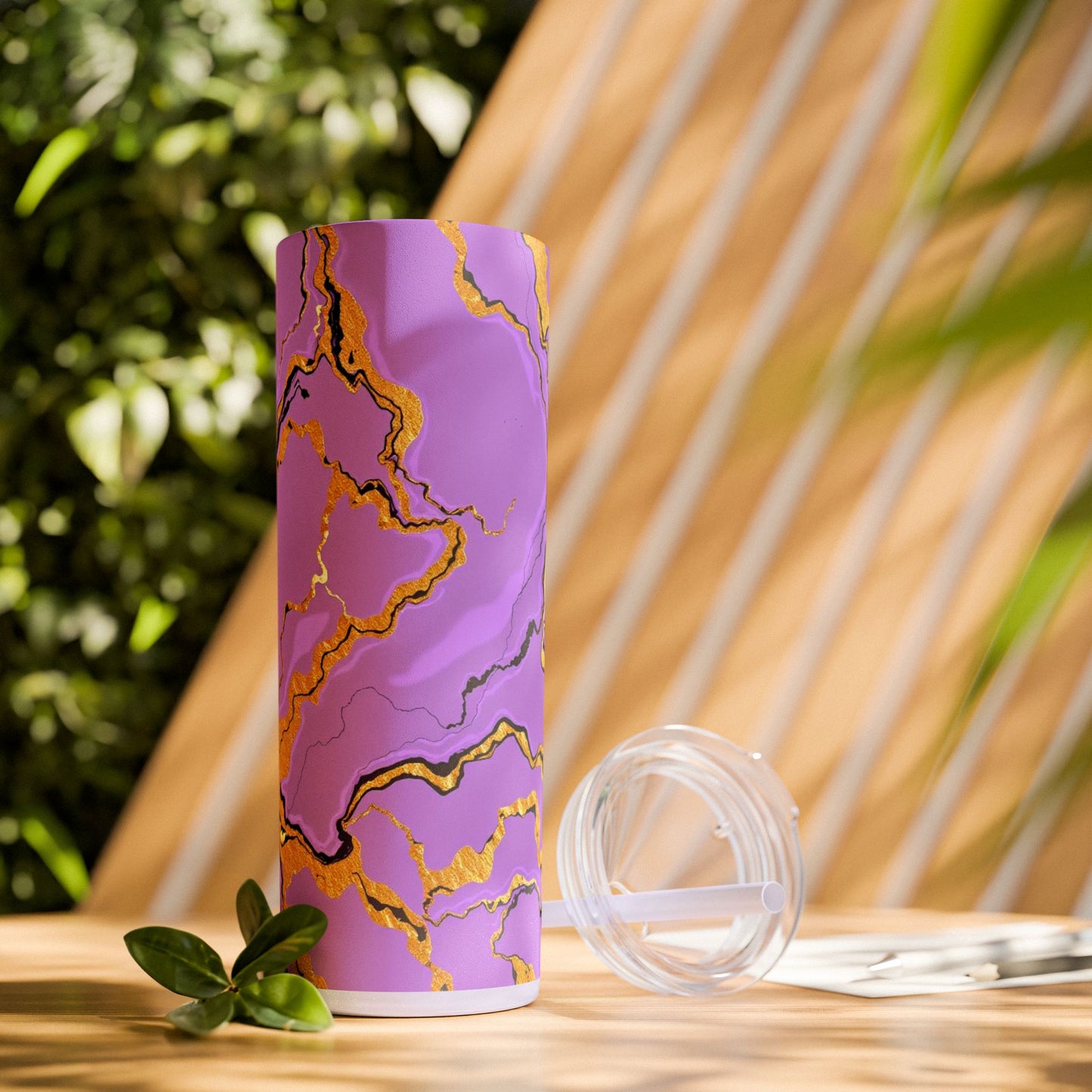 Stylish Marble Lavender Skinny Tumbler, 20oz - Trendy Drinkware for Home, Office, Travel, Gifts, Women, Fashionable Beverages