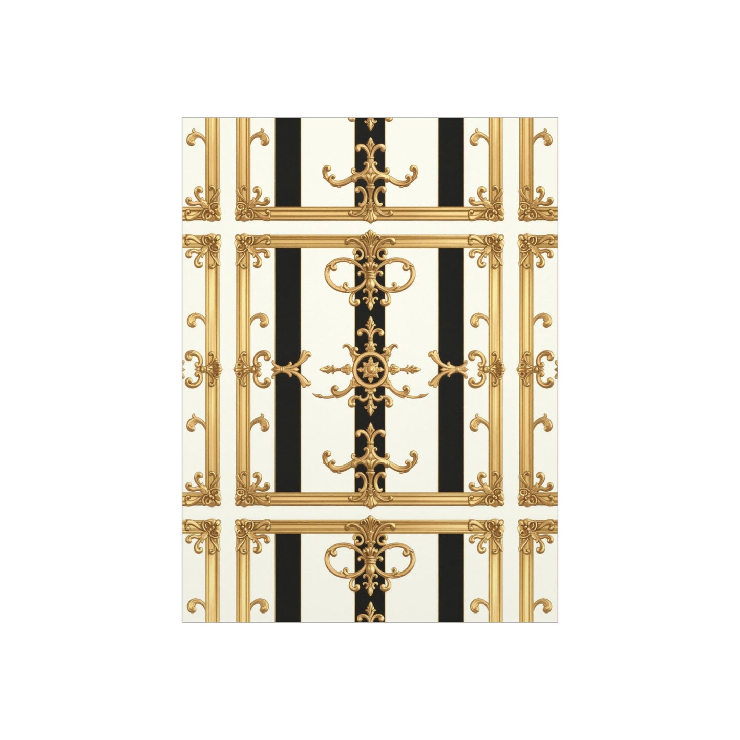 Elegant Foam Board Wall Art, Decorative Display, Home Decor, Office Decor, Visual Boards, Art Displays - Black & White Striped Gold Baroque