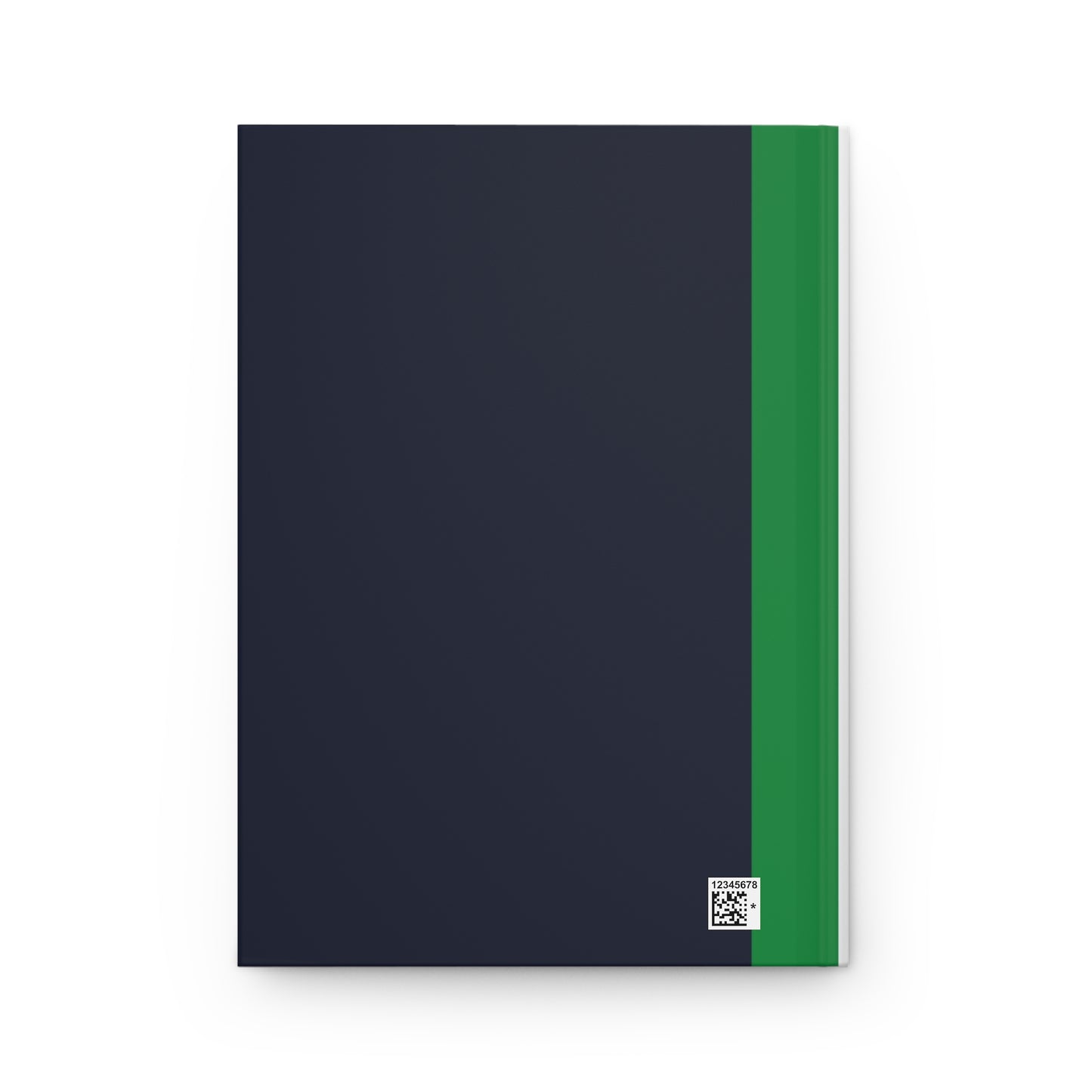 Lunar Midnight & Green-White Striped Elegant Hardcover Journal, Minimalist Notebook, Daily Planner, Green Accent Journal, Gift for Writers & Students