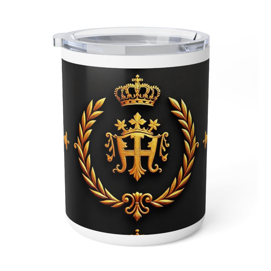 Royal Crest Insulated Coffee Mug, 10oz - Perfect Gift for Coffee Lovers, Office Use, Home Decor, Birthday, Holidays - Gold Crest