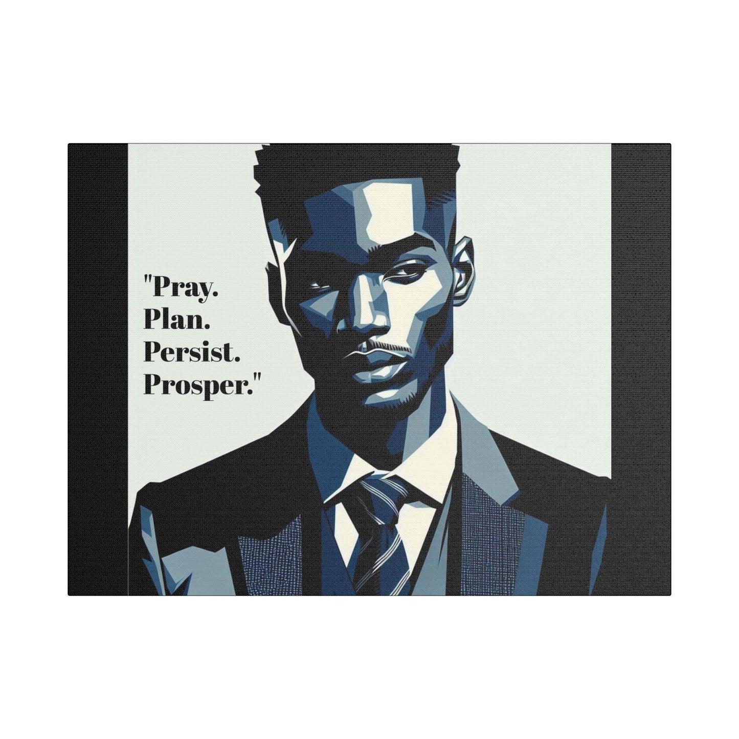 Afro Art Print Canvas, Wall Decor, Satin Stretched Canvas, African American Art, Office Decor, Home Decor - "Pray. Plan. Persist. Prosper."
