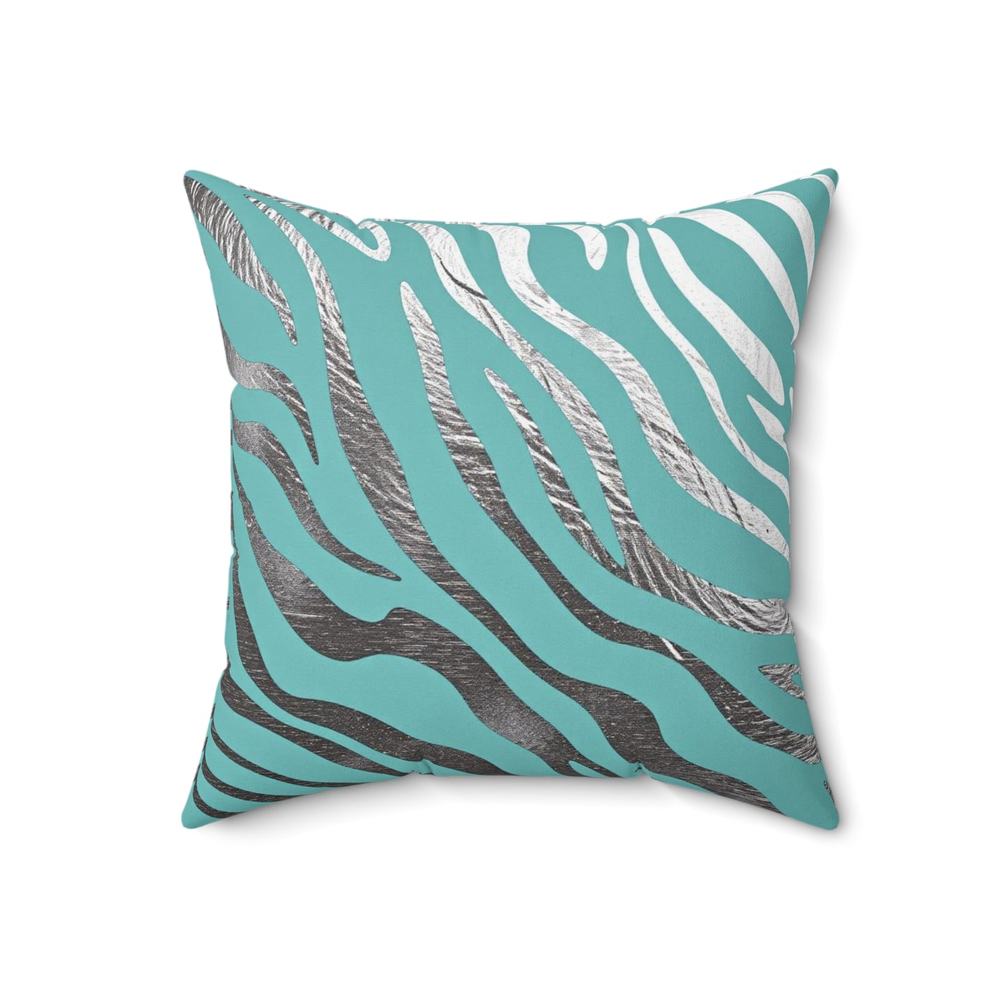 Aqua & Silver Zebra Print Throw Pillow