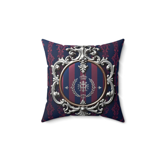 Elegant Faux Suede Decorative Pillow for Luxurious Home Accents, Couch Decor, Vintage Style, Home Interior - Blue & Plum Striped Silver Crest
