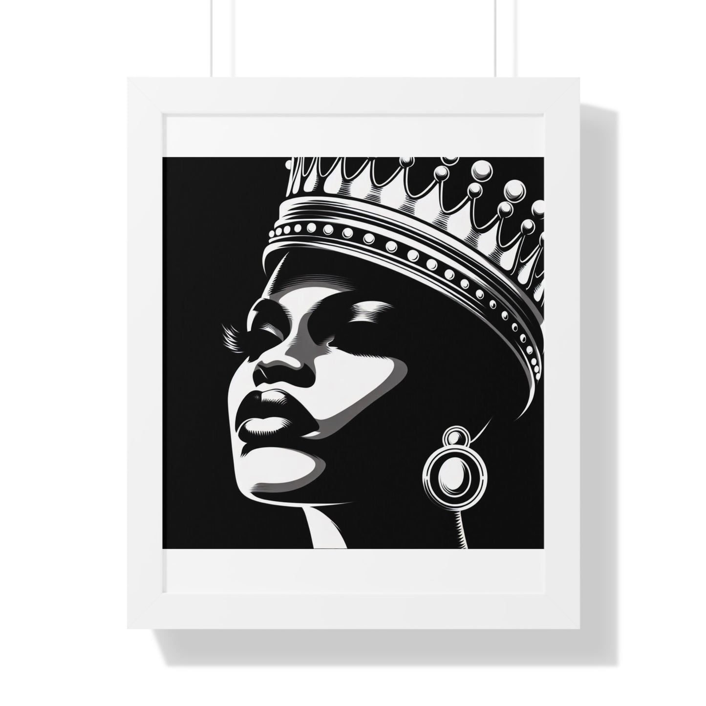 Elegant Crowned Queen Wall Art, Framed Vertical Poster, Home Decor, Modern Wall Art, Gift for Her, Inspirational Art