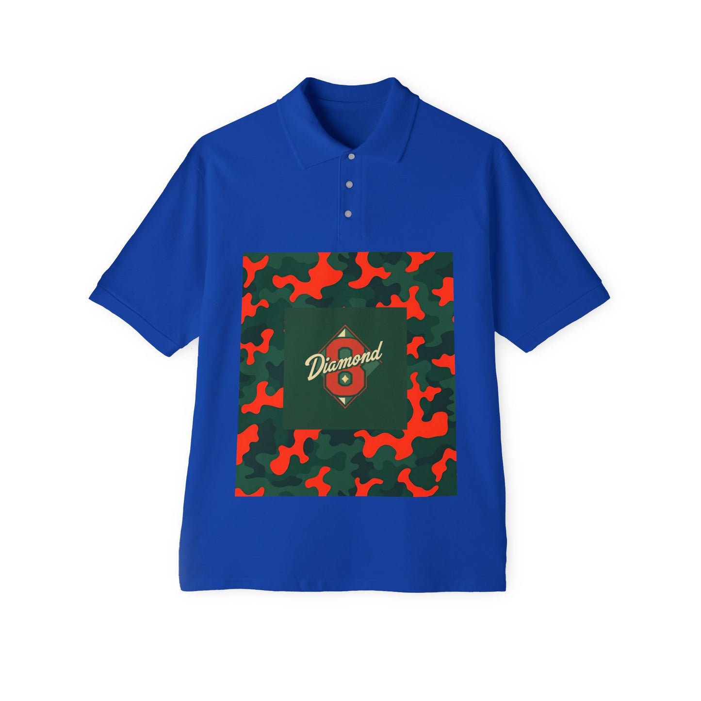 Stylish Men's Piqué Polo with Unique Diamond Camo Design - Casual Wear, Gifts for Him, Father's Day - Green & Orange Camo Diamond 8
