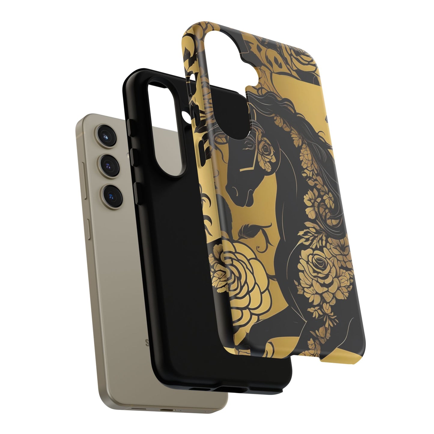 Phone Case - Elegant Horse & Roses Design