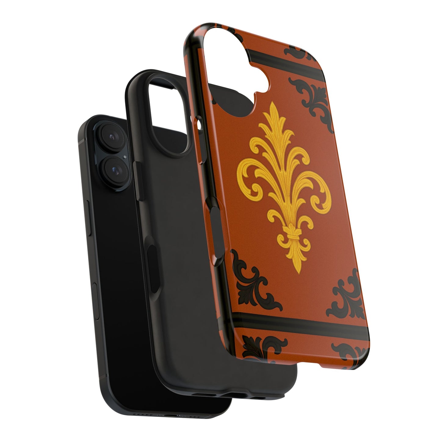 Dusk Terracotta Baroque Tough Phone Case — Vintage Baroque Design, Protective iPhone Cover