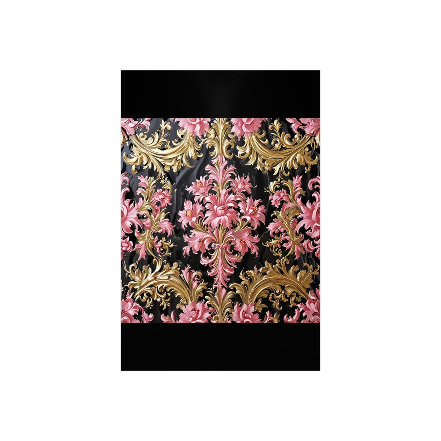 Elegant Floral Foam Board | Decorative Wall Art, Home Decor, Wedding Decor, Party Backdrop - Black & Pink Oil Painting Style Rococo