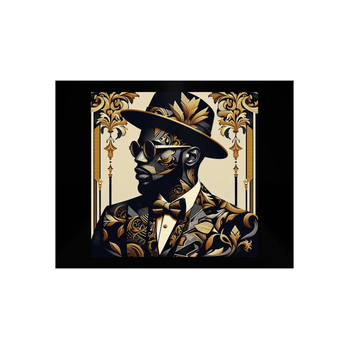 Stylish Foam Board Art, Elegant Wall Decor, Home Office Decoration, Modern Portraits, Unique Gifts for Art Lovers - Damask Man in Black & Gold