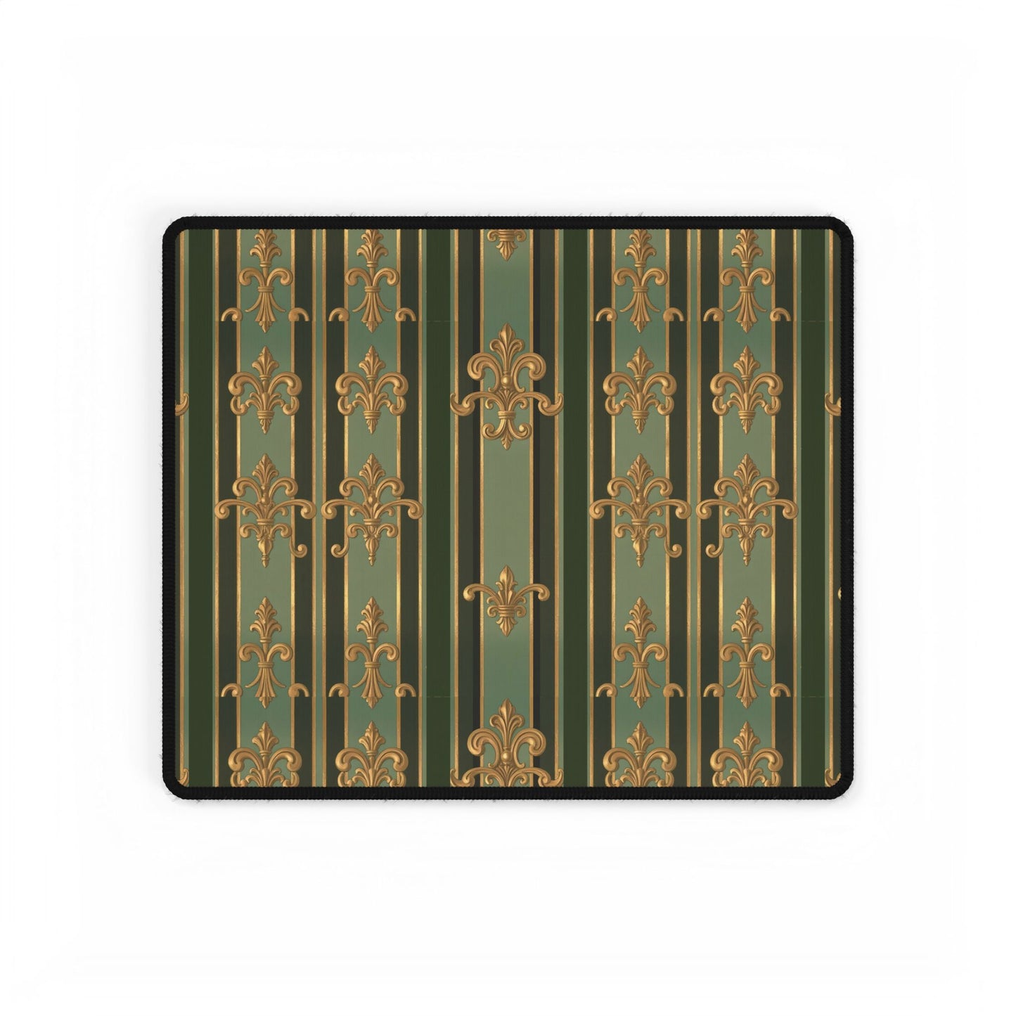 Elegant Baroque Desk Mat, Office Decor, Home Office Accessories, Stylish Desk Pad, Gift for Writers - Green Striped Gold Baroque