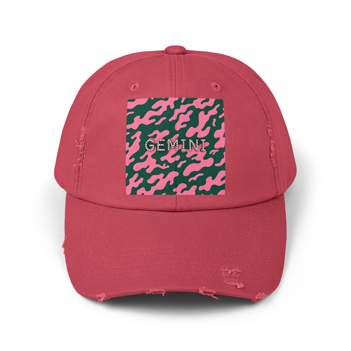Gemini Distressed Cap - Trendy Unisex Camo Hat for Astrology Lovers