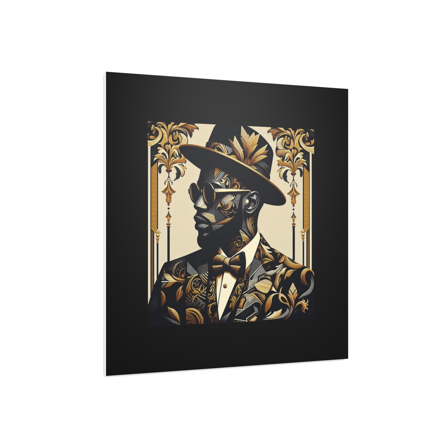 Stylish Foam Board Art, Elegant Wall Decor, Home Office Decoration, Modern Portraits, Unique Gifts for Art Lovers - Damask Man in Black & Gold