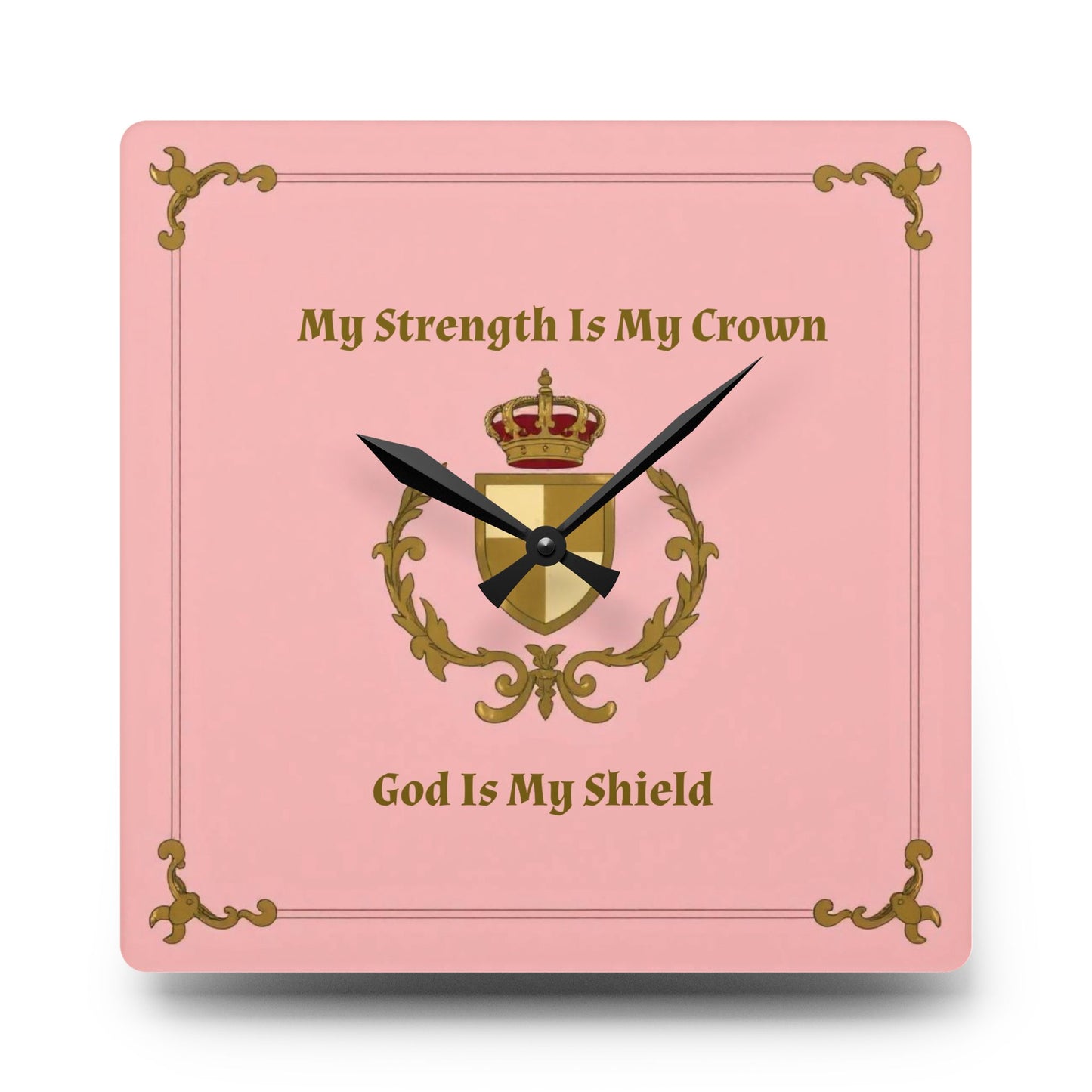 Crest & Crown Spiritual Quote Acrylic Wall Clock, Motivational Home Decor, Gift for Her, Bedroom Clock, Crown Art, Positive Vibes