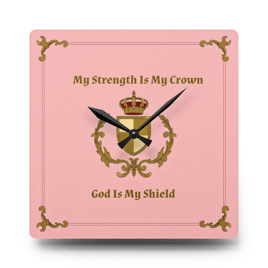 Crest & Crown Spiritual Quote Acrylic Wall Clock, Motivational Home Decor, Gift for Her, Bedroom Clock, Crown Art, Positive Vibes