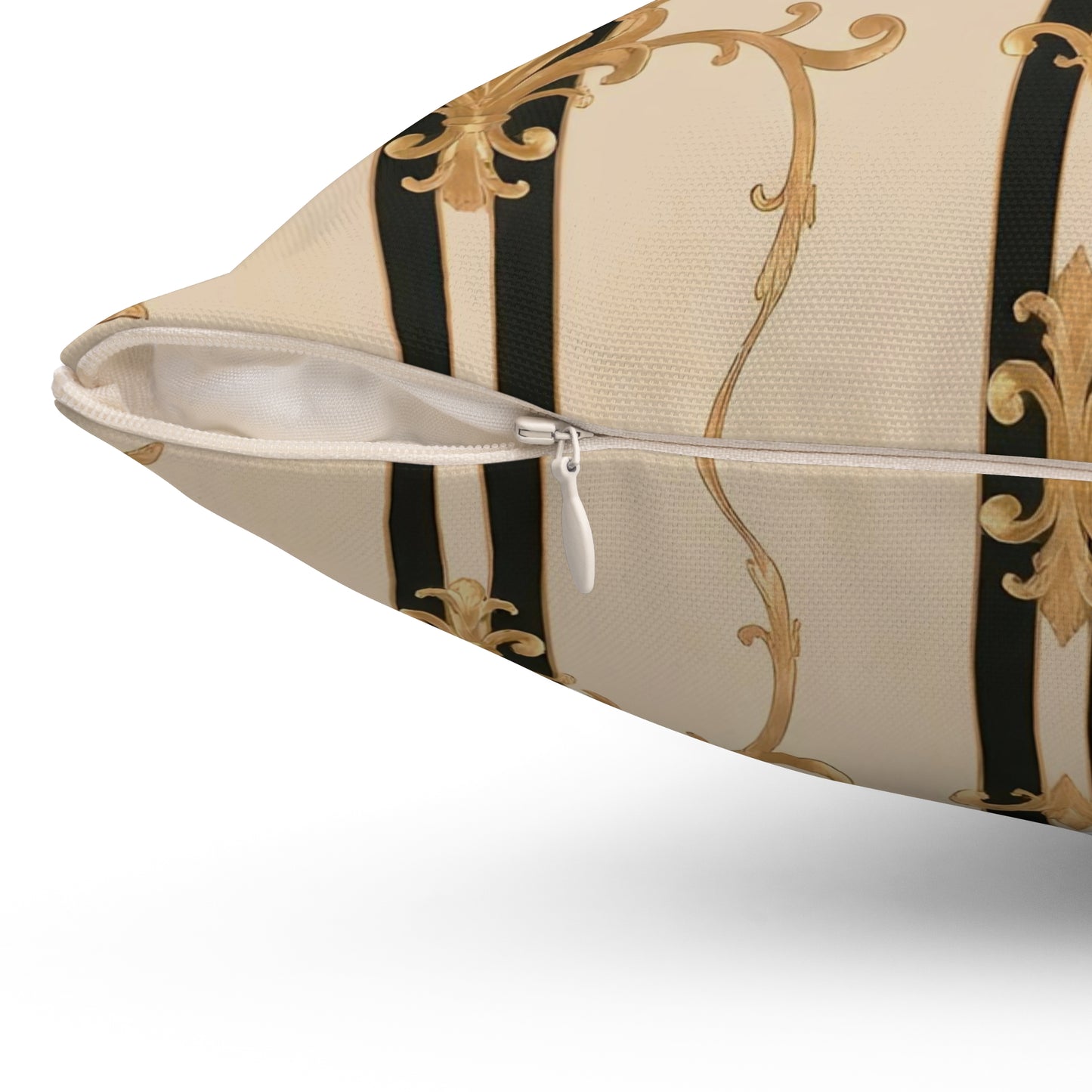 Elegant Decorative Pillow, Stylish Home Decor, Luxurious Throw Cushion, Gift for Her, Bedroom Accent - Black & Beige Striped Damask