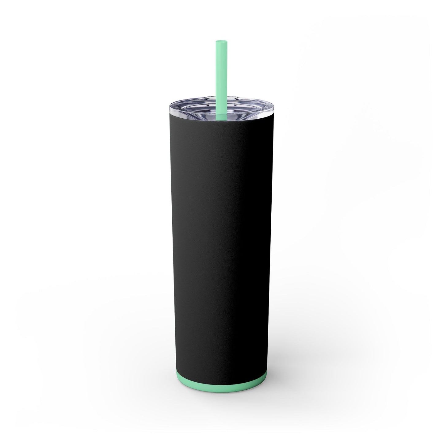 Stylish Black Skinny Tumbler with Straw, 20oz - Perfect for Coffee, Juice, and Smoothies, Ideal Gift for Any Occasion
