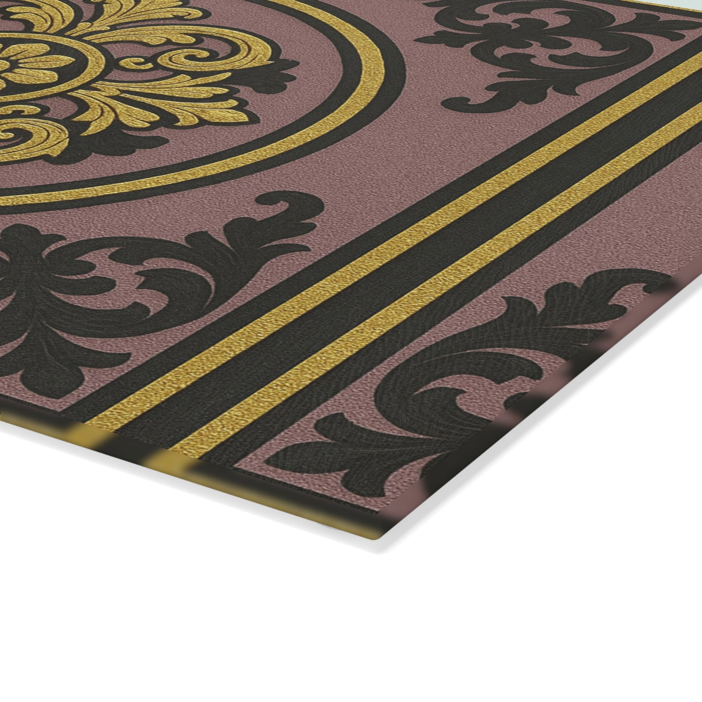 Elegant Gilded Mauve With Gold-Black Baroque Glass Cutting Board - Kitchen Decor, Wedding Gift, Housewarming, Culinary Art, Home Cooking