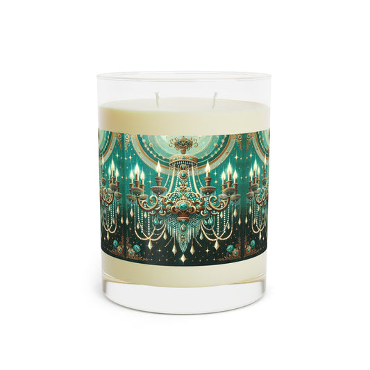 Elegant Chandelier Scented Candle, Luxury Home Décor, Aromatherapy Gift, Spa Essential, Relaxation Candle - Green & Gold Jeweled Chandelier