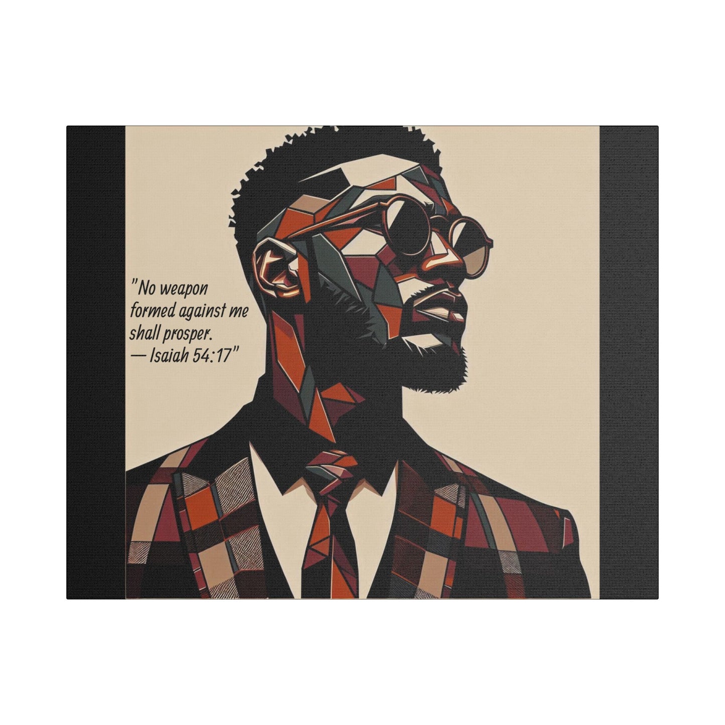 Afro Art Print Canvas, Wall Decor, Satin Stretched Canvas, African American Art, Office Decor, Home Decor - Isaiah 54:17