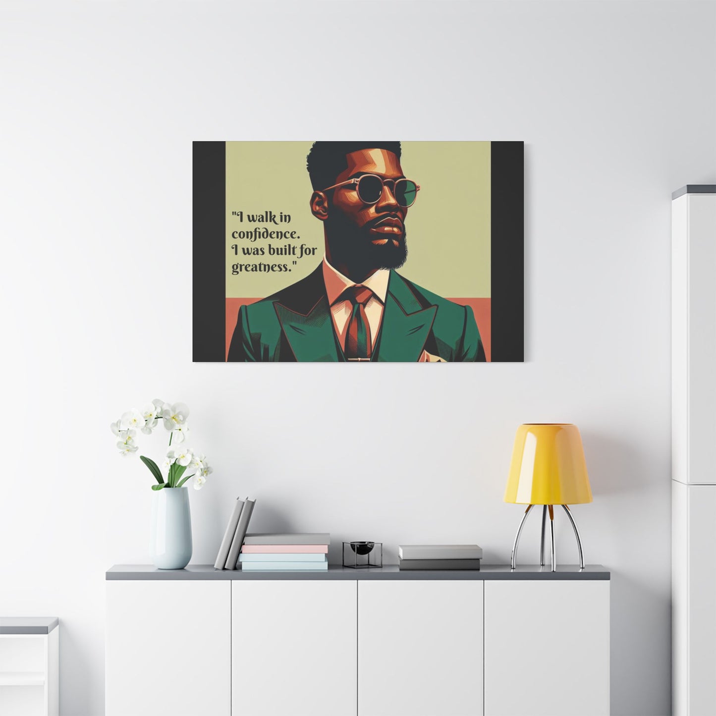 Afro Art Print Canvas, Wall Decor, Satin Stretched Canvas, African American Art, Office Decor, Home Decor - Built For Greatness