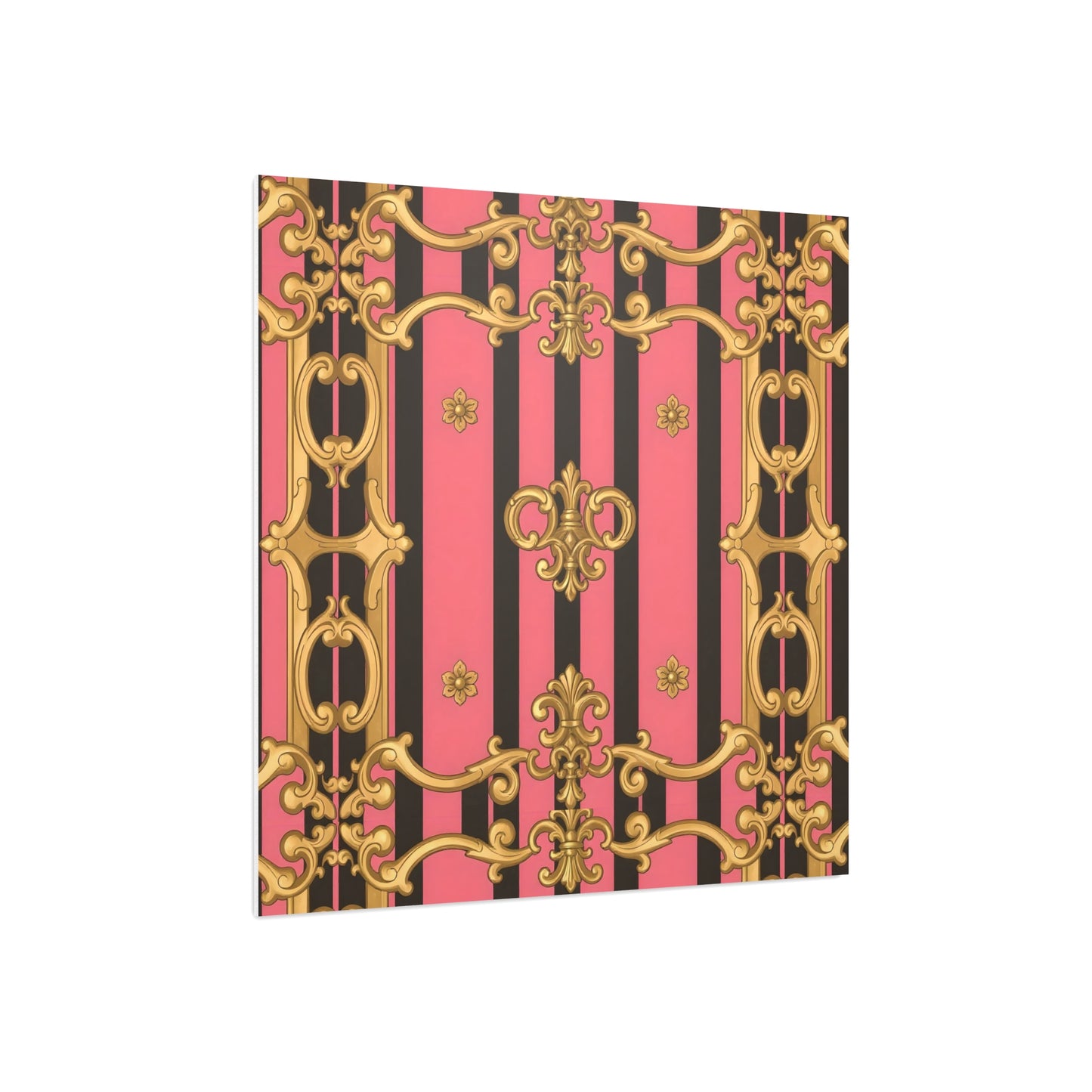 Elegant Decorative Foam Board - Chic Wall Decor, Glam Home Art, Stylish Backdrop, Gift for Her - Pink & Black Striped Gold Baroque