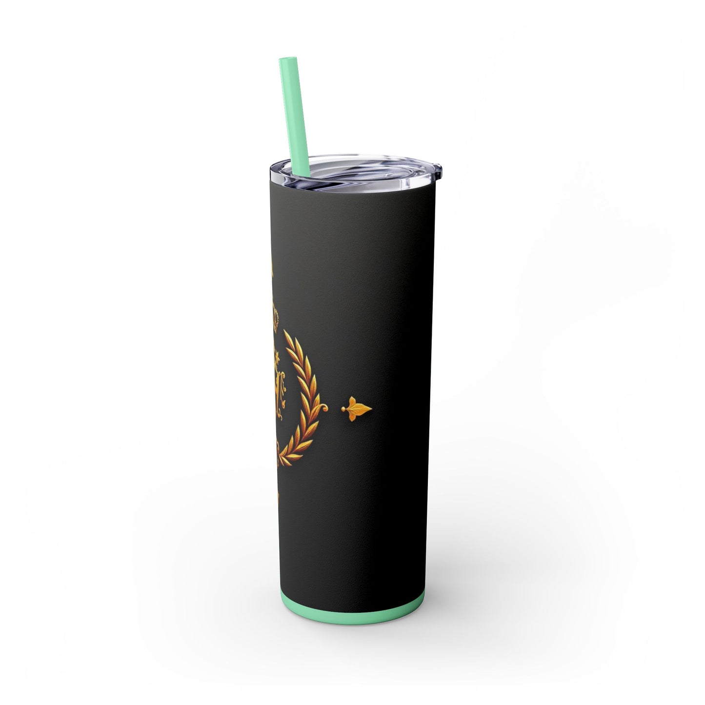 Elegant Gold Crown Skinny Tumbler with Straw, 20oz - Stylish Drinkware for Every Occasion, Royal Inspired, Ideal Gift for Her - Gold Crest