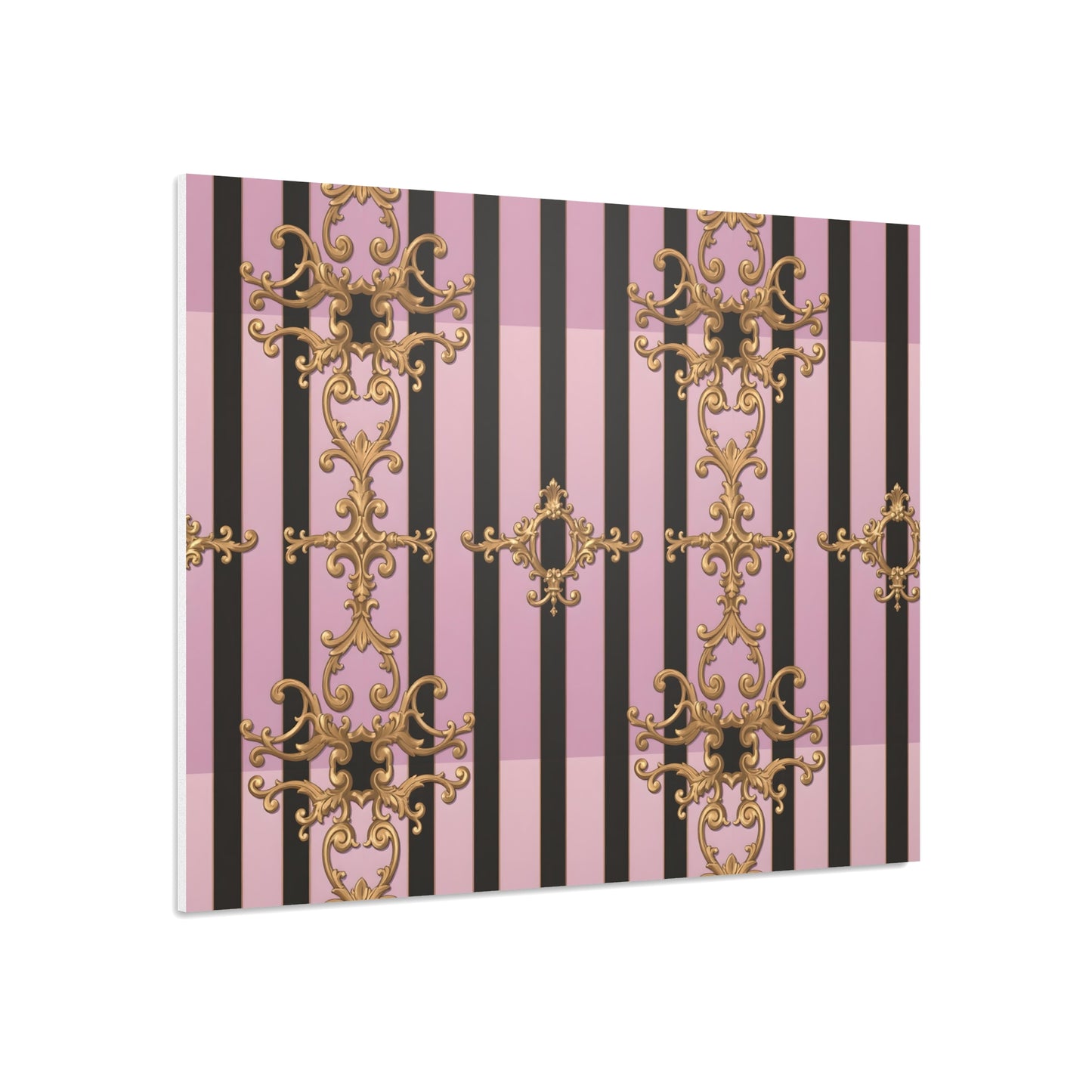 Elegant Decorative Foam Board | Wall Art, Home Decor, Office Accent, Gift Idea, Event Decoration - Lavender Ombre Striped Gold Baroque