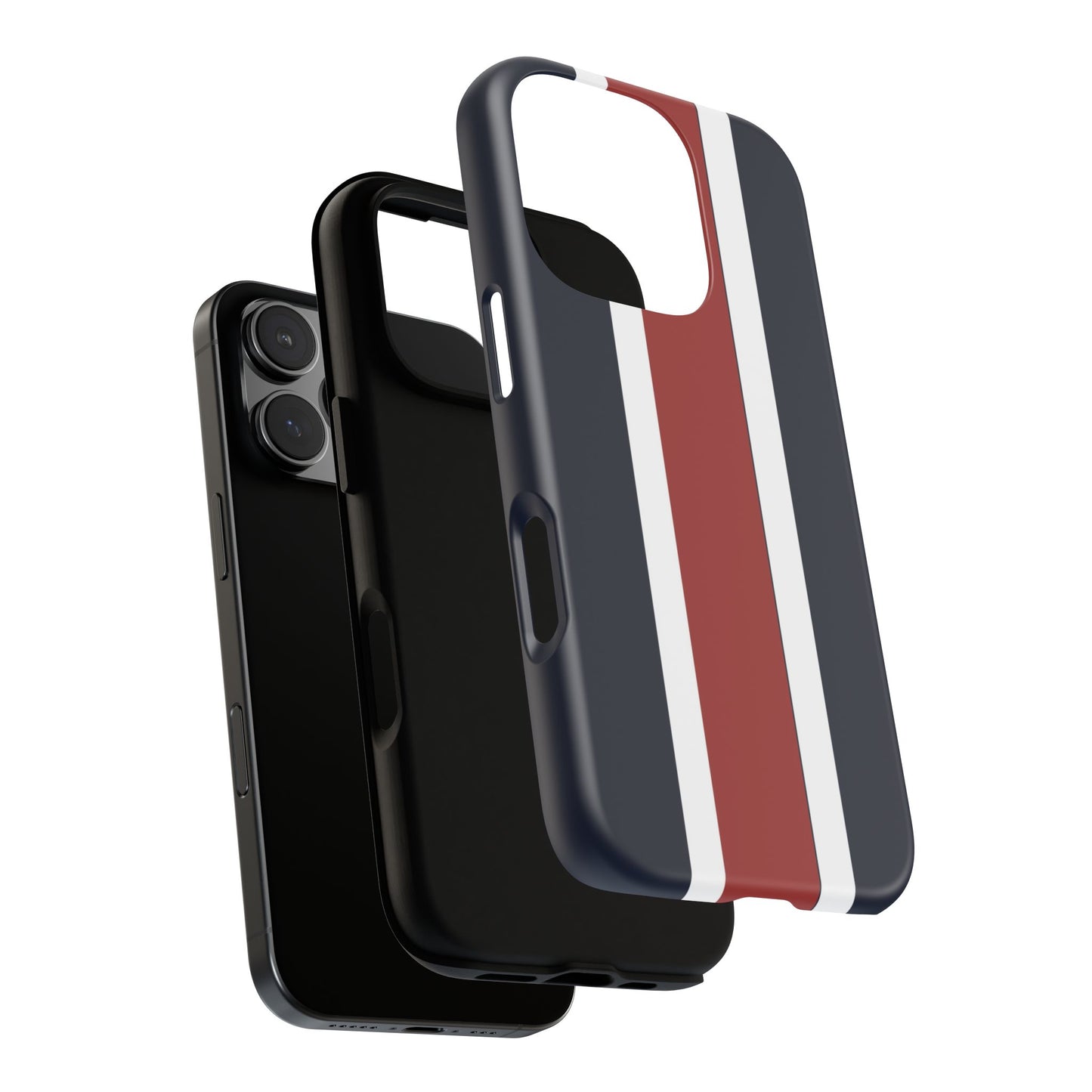 Lunar Midnight & Red-White Striped Stylish Phone Case - Tough Cases, Custom iPhone Cover, Sleek Phone Accessories, Gifts for Him/Her