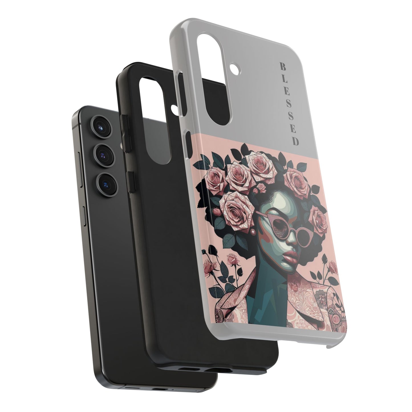 Blessed Floral Tough Phone Cases | Unique Gift for Her, Gift for Mom, Stylish Protection, Birthday Present, Black Girl Art
