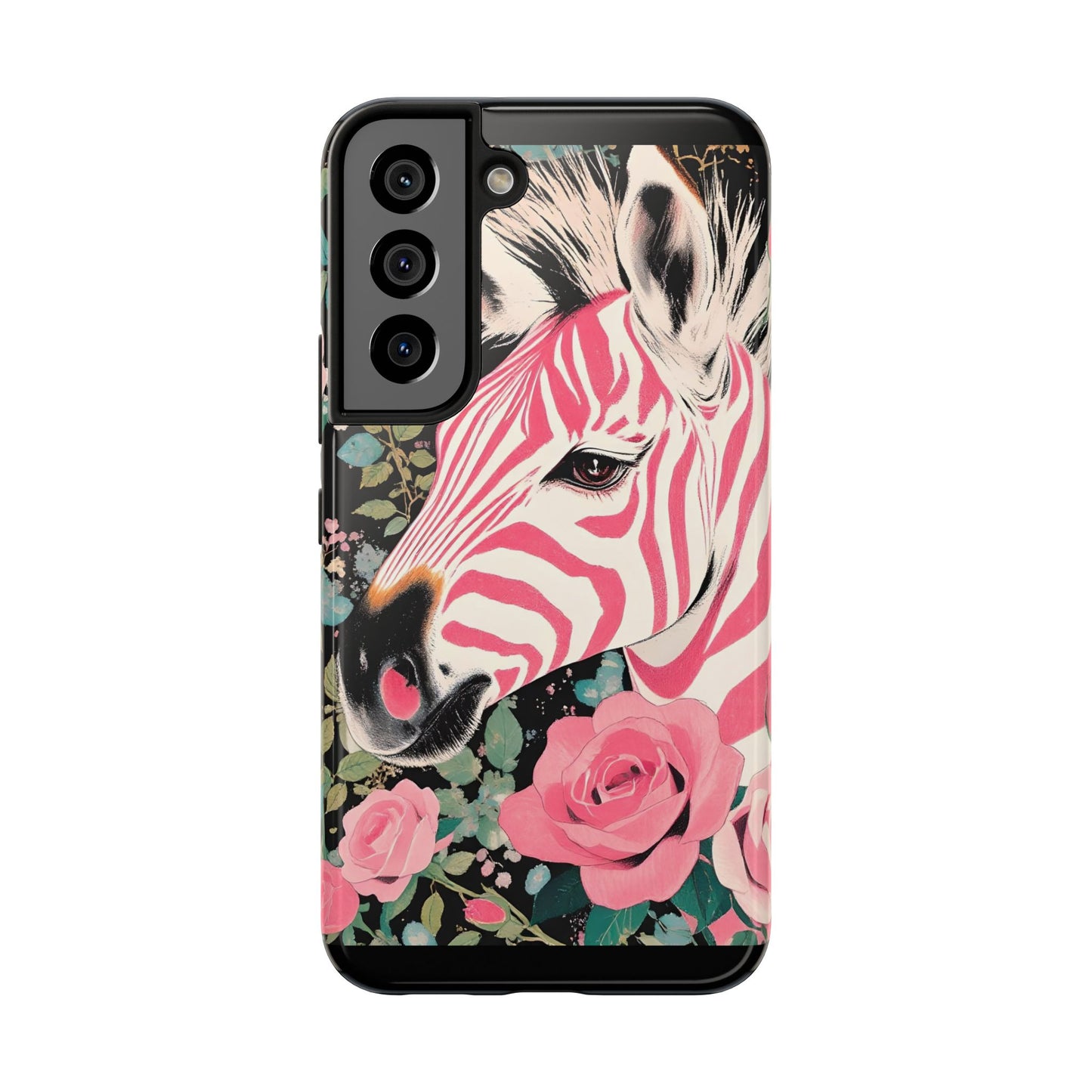 Pink Zebra Tough Phone Case - Trendy Floral Design for Animal Lovers