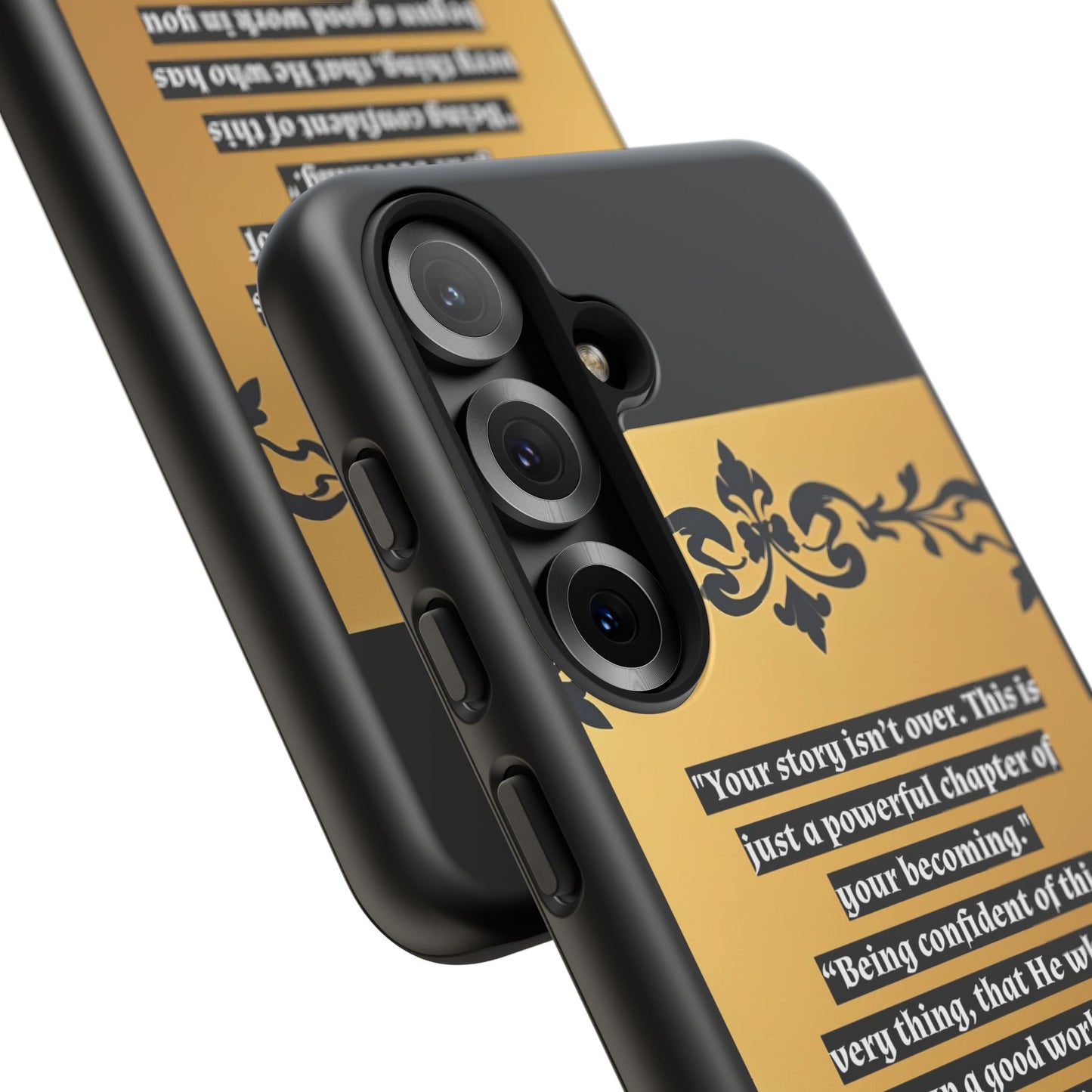 Elegant Floral Motif Phone Case - Tough Cases with Vintage Design - "Your story isn't over"
