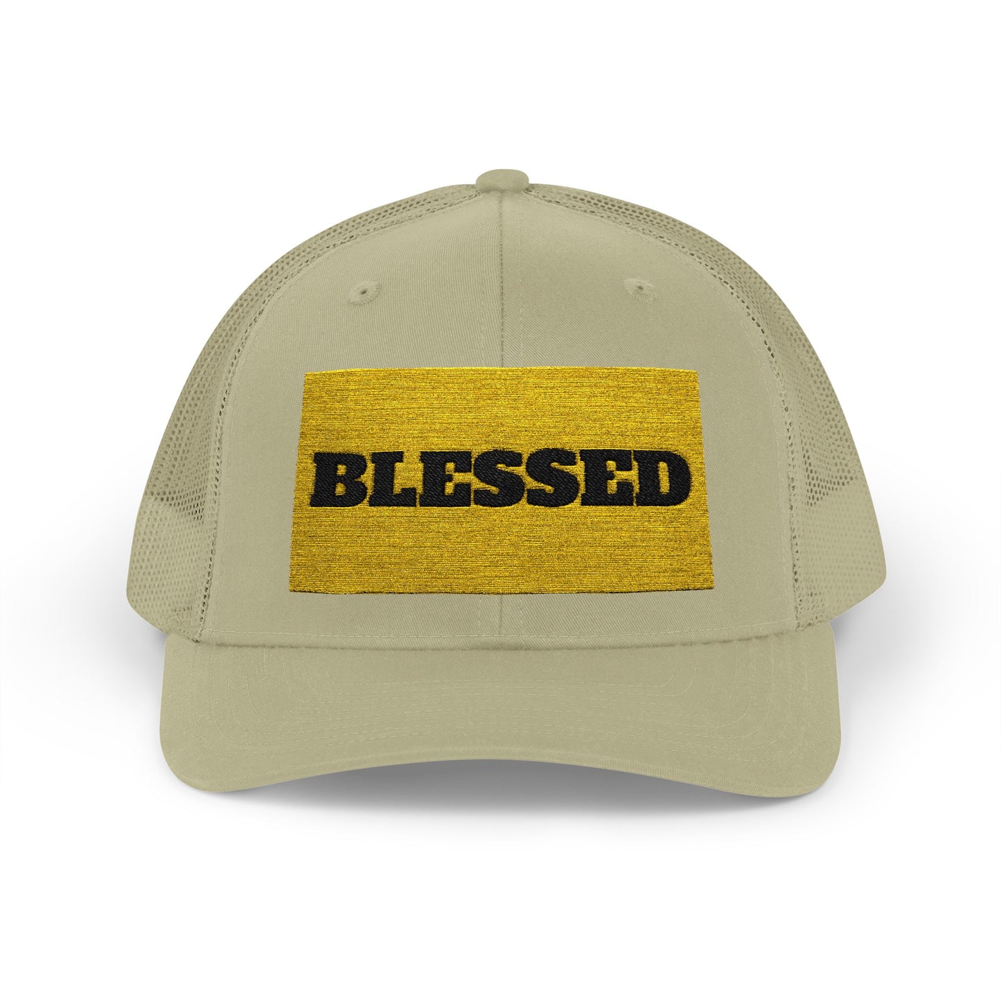 Blessed In Gold Snapback Trucker Cap for Everyday Inspiration, Faith-Based Accessory, Adjustable Hat, Gift for Friends, Motivational Cap