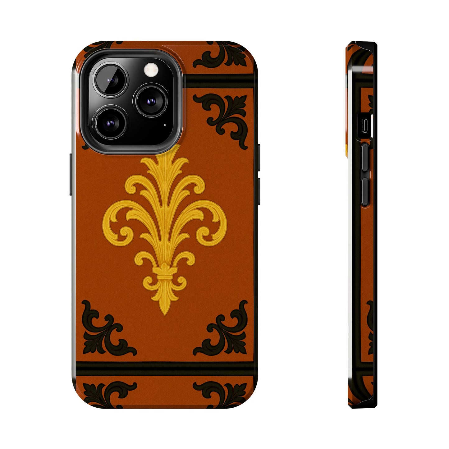 Dusk Terracotta Baroque Tough Phone Case — Vintage Baroque Design, Protective iPhone Cover