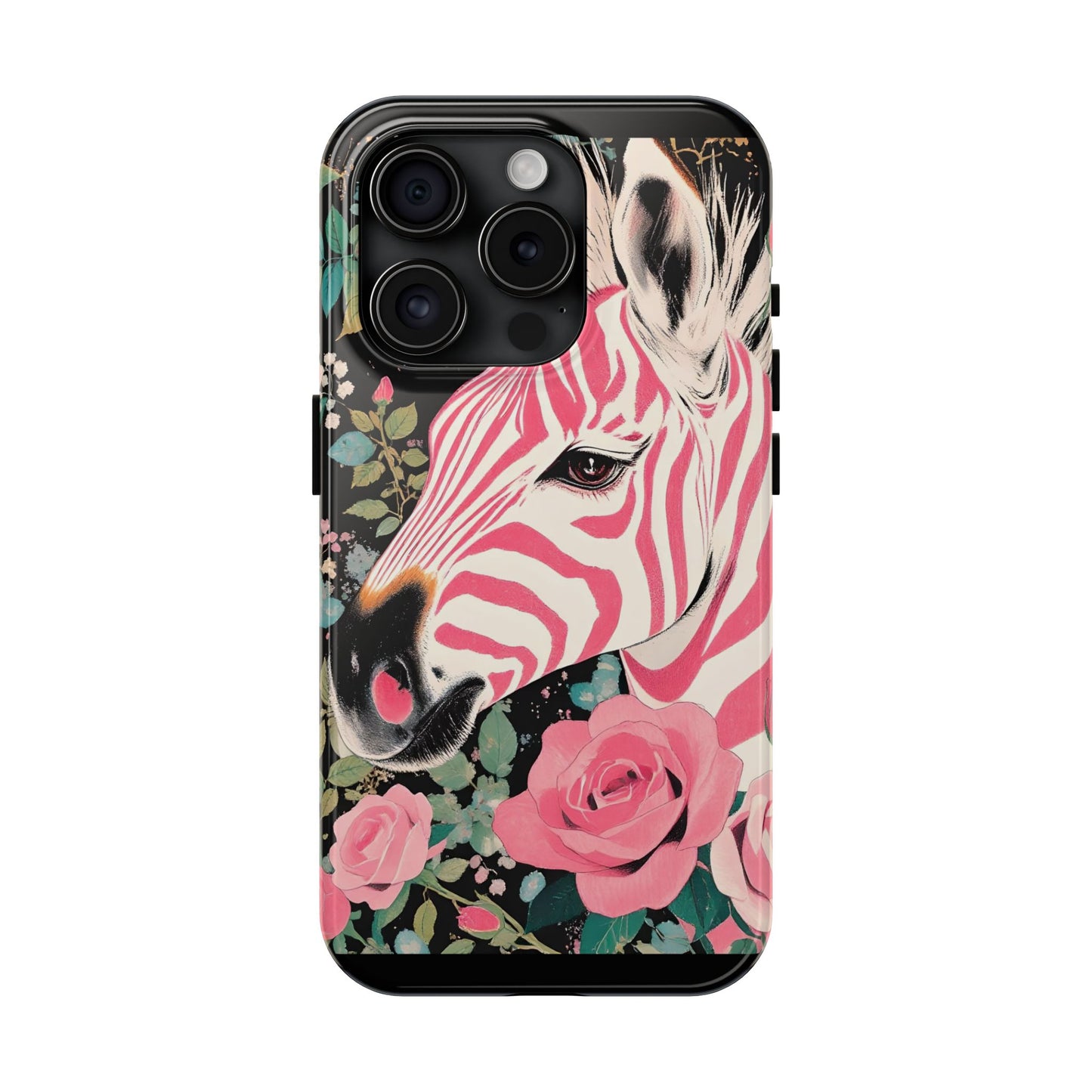 Pink Zebra Tough Phone Case - Trendy Floral Design for Animal Lovers