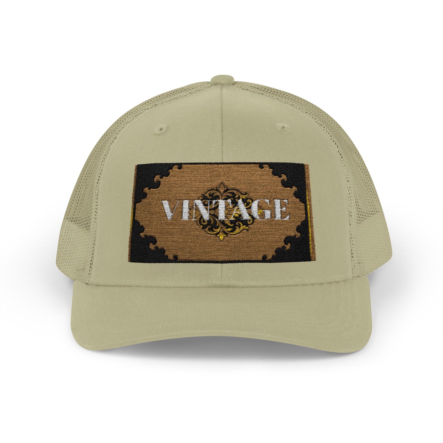 Mauve & Black-Gold Vintage Baroque Patch Trucker Cap