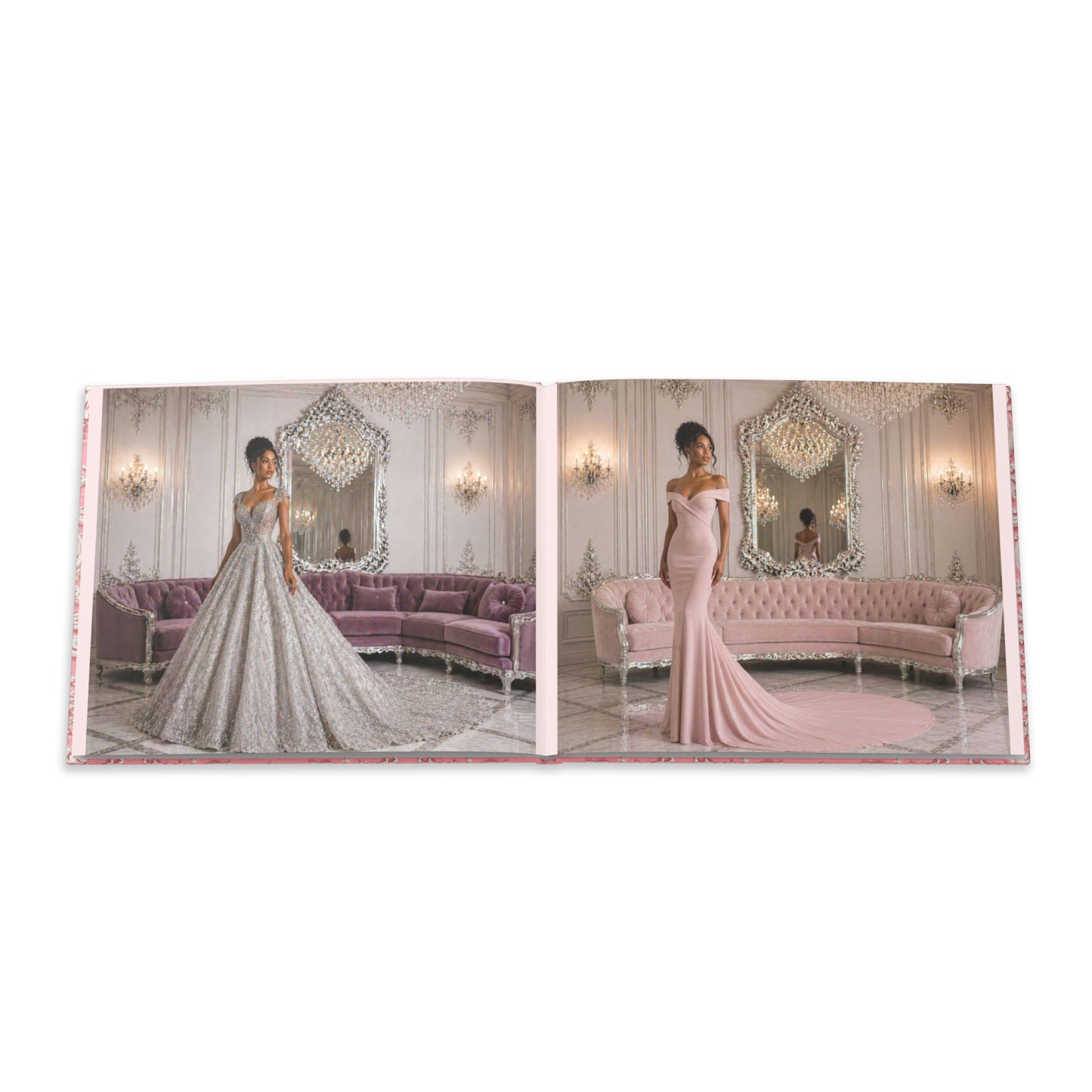 Pink Rococo Hardcover Fashion Illustrations - High Fashion Ball Gown Photo Book