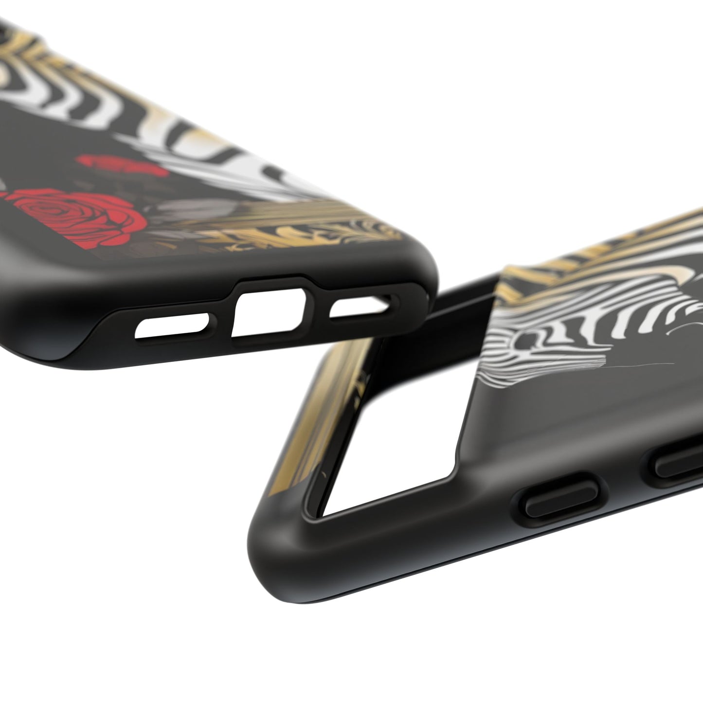Phone Case - Elegant Zebra & Roses Design