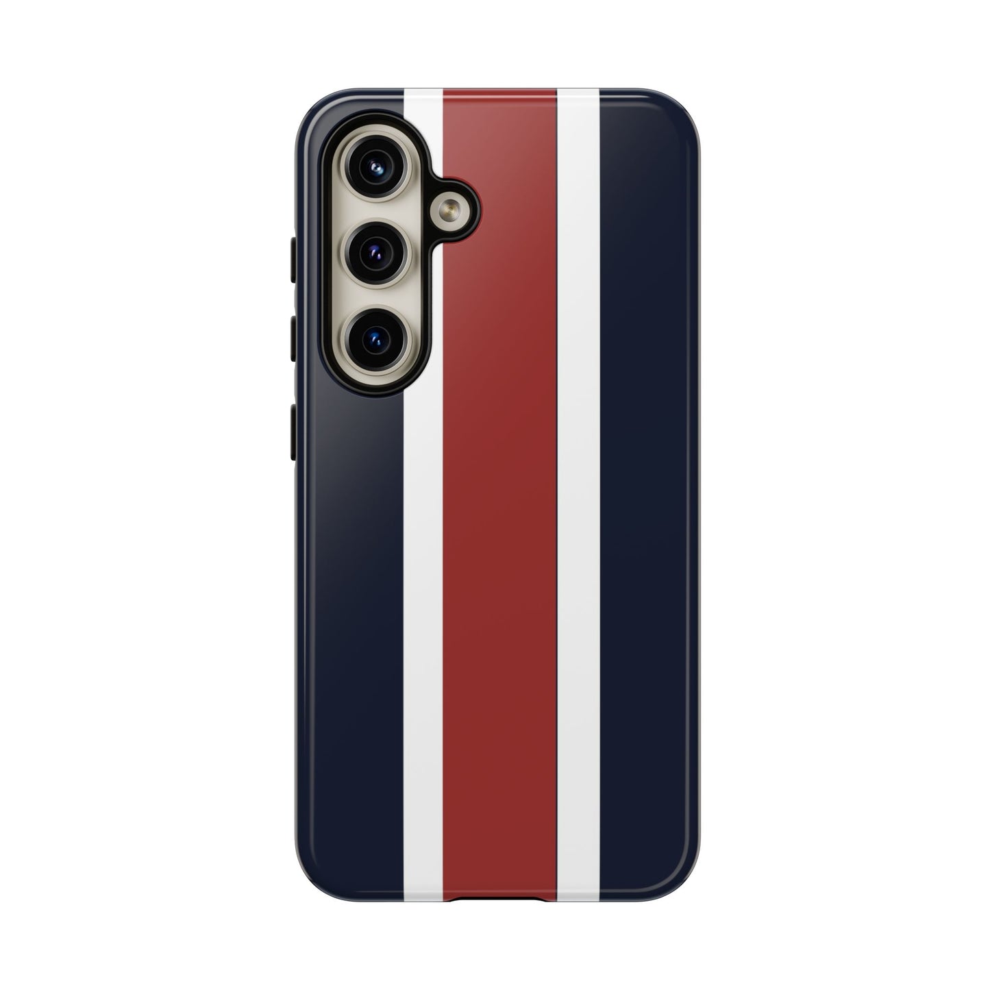 Lunar Midnight & Red-White Striped Stylish Phone Case - Tough Cases, Custom iPhone Cover, Sleek Phone Accessories, Gifts for Him/Her