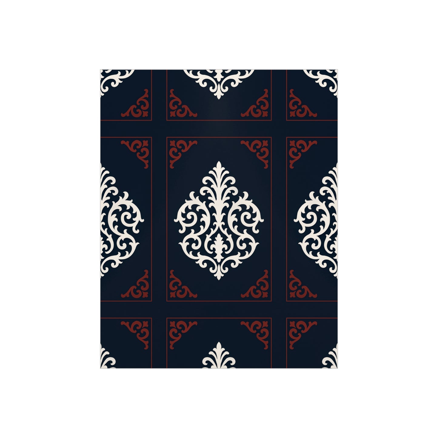 Dusk Blue-Maroon & White Baroque Foam Board Wall Art — Blue, White & Maroon Pattern