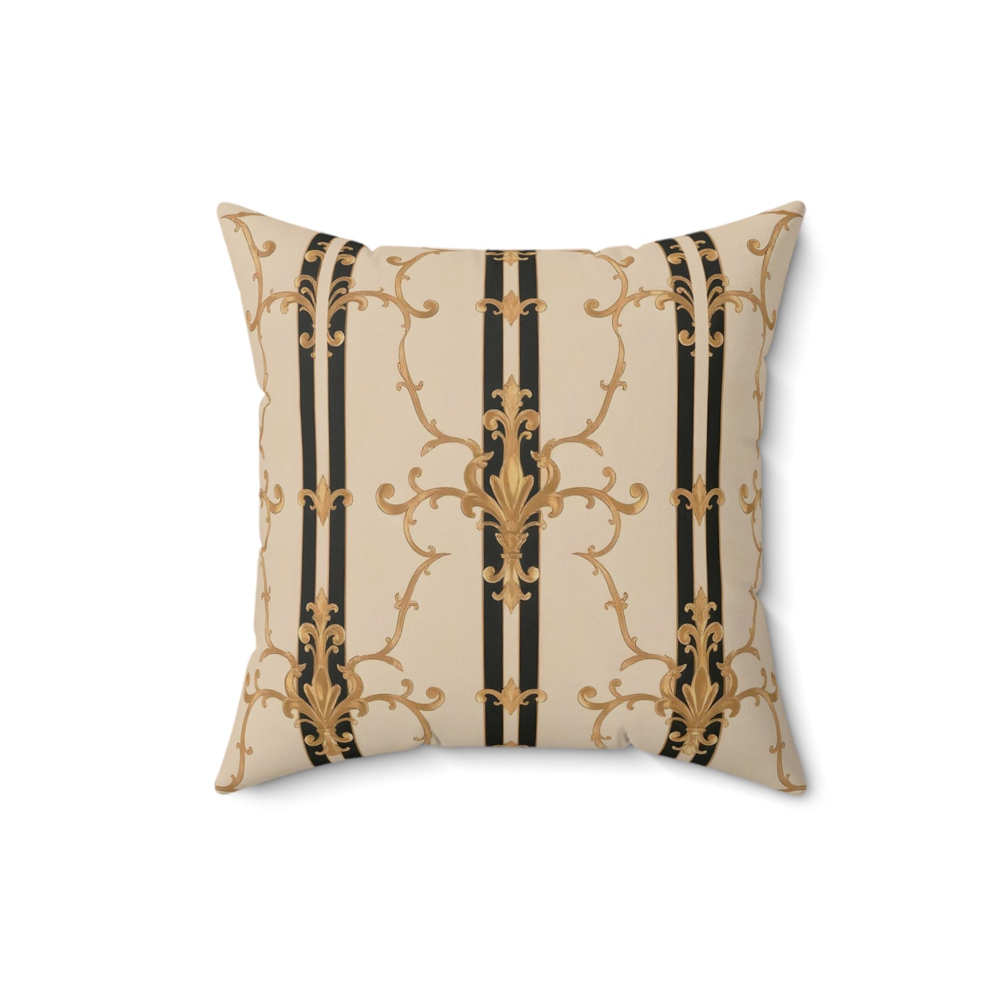 Elegant Decorative Pillow, Stylish Home Decor, Luxurious Throw Cushion, Gift for Her, Bedroom Accent - Black & Beige Striped Damask