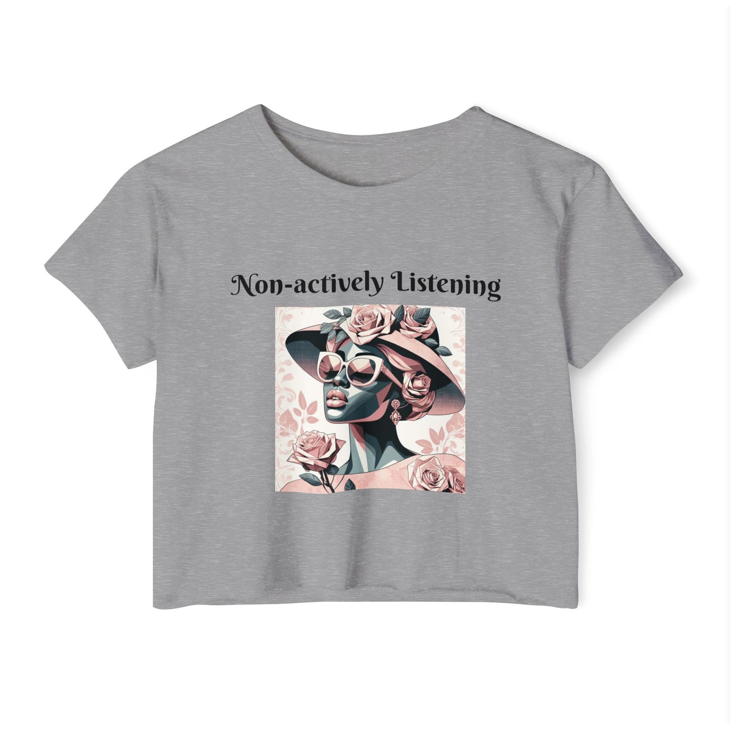 Chic Women's Festival Crop Top, Non-actively Listening Tee, Summer Vibes, Music Festival Outfit, Casual Streetwear