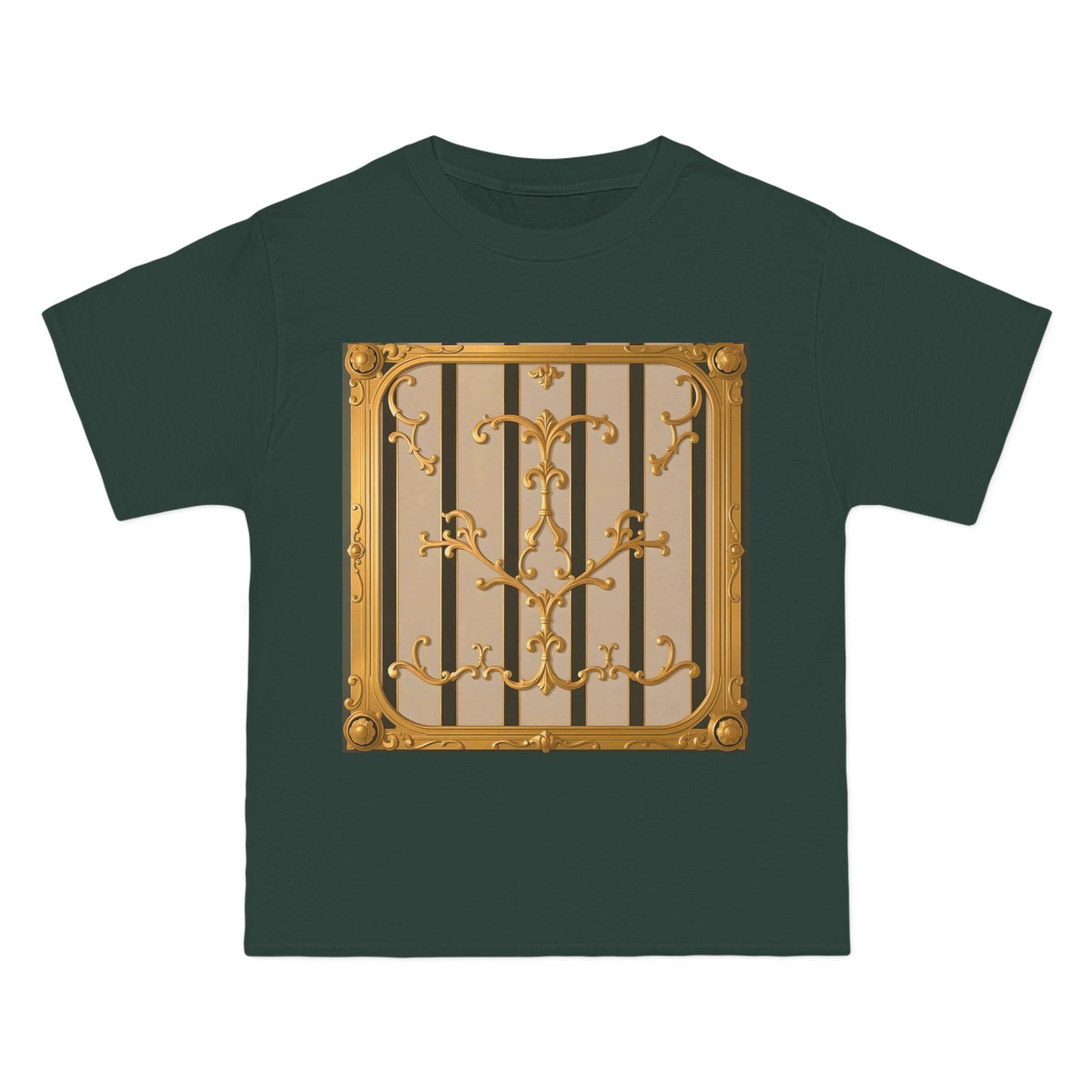 Beefy-T® Unisex Short-Sleeve T-Shirt - Beige Striped Gold Rococo